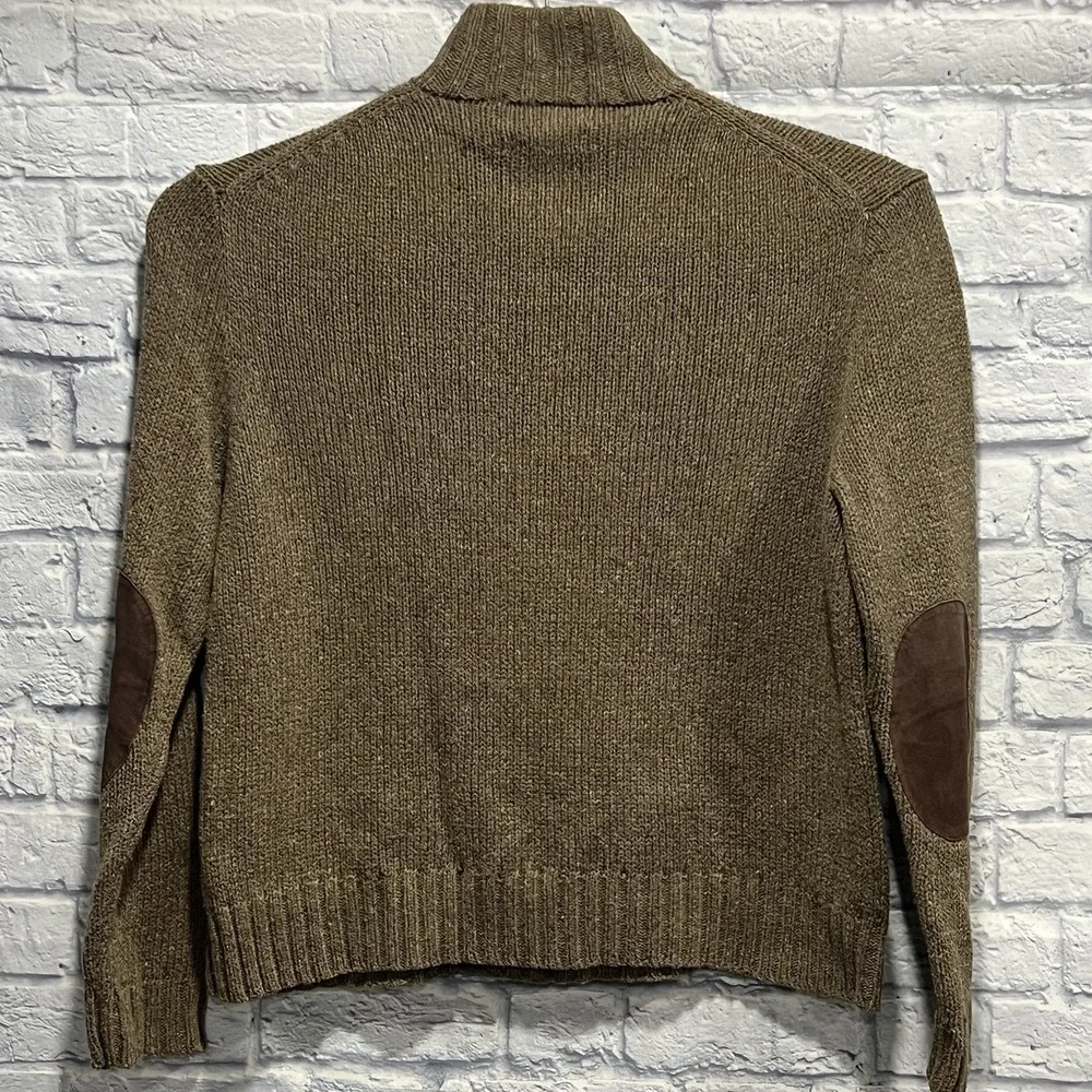 Vintage Polo Ralph Lauren 1/4 Zip Elbow Patch‎ Hemp Blend Pullover Sweater Sz XL
